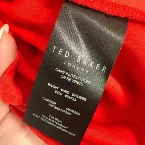 102. Ted Baker London Red Dress ruffled sleeve size 1 - Picture 6 of 10